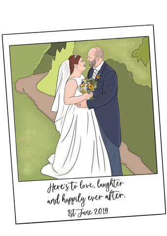 Polaroid Style Engagement/Wedding Illustration